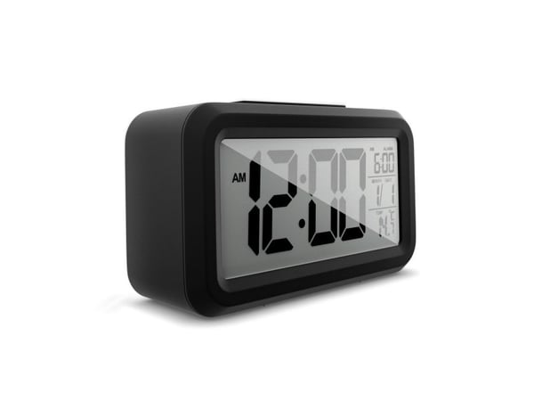 Mebus 42435, Kvarts vekkerklokke, Rektangel, Svart, 12/24 timer, F, °C, LCD