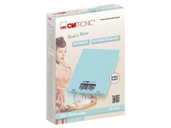Clatronic KW 3626, Elektronisk kjøkkenvekt, 5 kg, 1 g, Mynte, Rektangel, fl oz, ml, g, lb oz