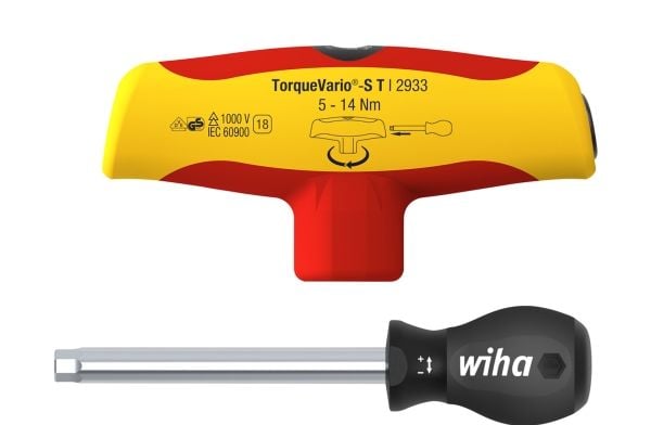 WihaTorqueVario-S T 2933 - T-handle key - 2 deler - isolert - 56 mm - 6 mm - 5 - 14 N·m