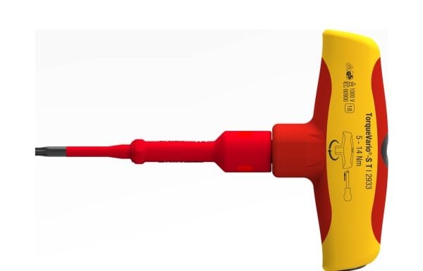 WihaTorqueVario-S T 2933 - T-handle key - 2 deler - isolert - 56 mm - 6 mm - 5 - 14 N·m