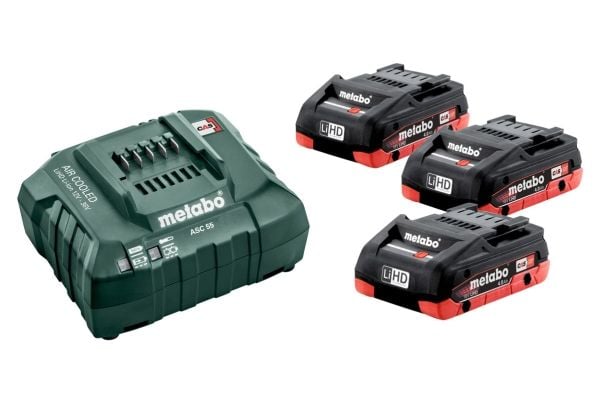 Metabo BASIC SET 3 X LIHD 4.0 AH, Batteri- og ladersett, Lithium-Ion High Density (LiHD), 4 Ah, 18 V, Metabo, 12 - 36 V