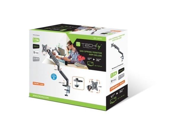 Techly ICA-LCD 3712, Klemmer, 9 kg, 43,2 cm (17"), 81,3 cm (32"), 100 x 100 mm, Grå