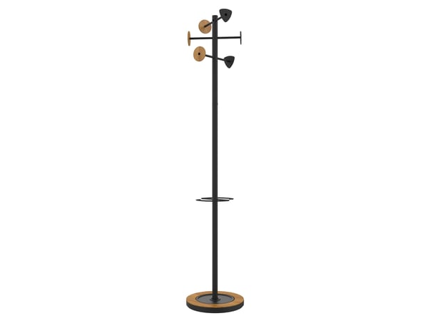 Unilux BORA, Gulvstående, Bamboo, Stål, 6 kroker, Tre, Sort, 340 mm, 1780 mm