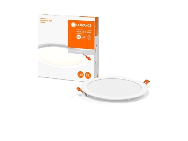 LEDVANCE Downlight Slim, Nedtryckbar spotlight, 22 W, 4000 K, 2000 LM, 220 - 240 V, Orange, Vit