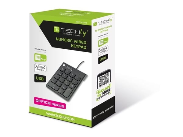 Techly IDATA KP-BLKTY, USB, 18, Laptop/PC, 1,3 m, Sort