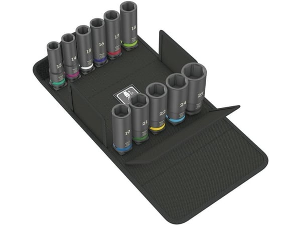 Wera 05004841001, Kraftpipesett, Sort, 11 hoder, 1/2", Metrisk, 13,14,15,16,17,18,19,21,22,24,27 mm