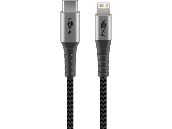 Goobay 49271, 1 m, USB C, Lightning, Hankjønn, Hankjønn, Sort, Grå