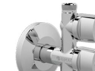 BROEN Combiventil til tilslutning af 3/8" vandarmatur og 3/4" tilslutning til vaskemaskine med indbygget kontraventil.
