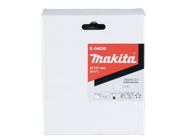 Makita E-04036, Single/enkelt, Drill, Stål, Aluminium, Plast, Tre, Rustfritt stål, Hvit, Bimetall, 4,4 cm