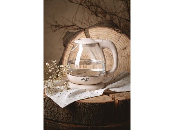 Adler AD 1283C, 1 l, 900 W, Krem, Glass, Vannivåindikator, Trådløs
