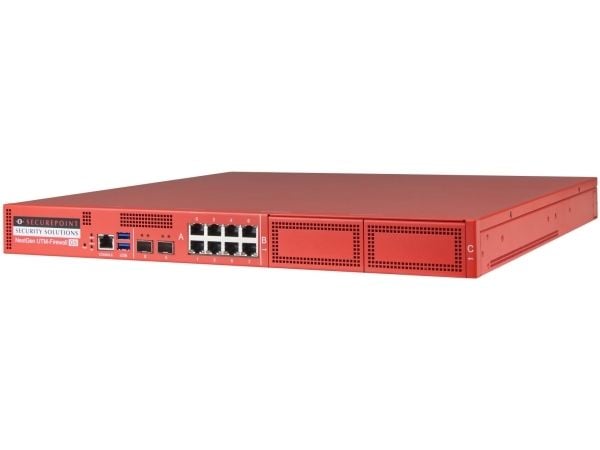 Securepoint RC1000R G5 (Rev. 1), 30 Gbit/s, 3,5 Gbit/s, 1000 bruker(e), AES, Koblet med ledninger (ikke trådløs), RJ-45