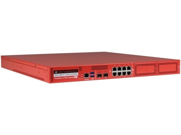 Securepoint RC1000R G5 (Rev. 1), 30 Gbit/s, 3,5 Gbit/s, 1000 bruker(e), AES, Koblet med ledninger (ikke trådløs), RJ-45