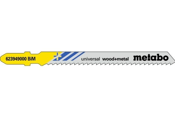 Metabo 623949000, Stikksagblad, Løvtre, Polyvinylklorid (PVC), Mykt tre, Tre med spiker, Bimetall, Blå, Grå, Gult, 9 cm, 2,5 mm
