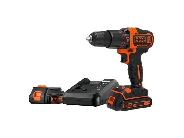 Black & Decker BDCHD18K1B2-QW, Boremaskin med pistolgrep, 1400 RPM, 1 cm, 360 RPM, 21000 bpm, Batteri