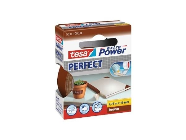 Tesa extra Power Perfect - Tekstiltape - 19 mm x 2.75 m - brun