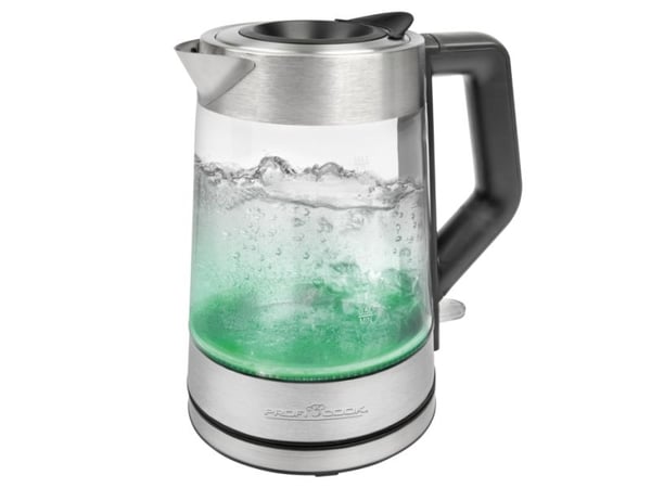 ProfiCook PC-WKS 1190 G, 1,7 L, 2200 W, Stål, Glass, Rustfritt stål, Justerbar termostat, Vannmåler