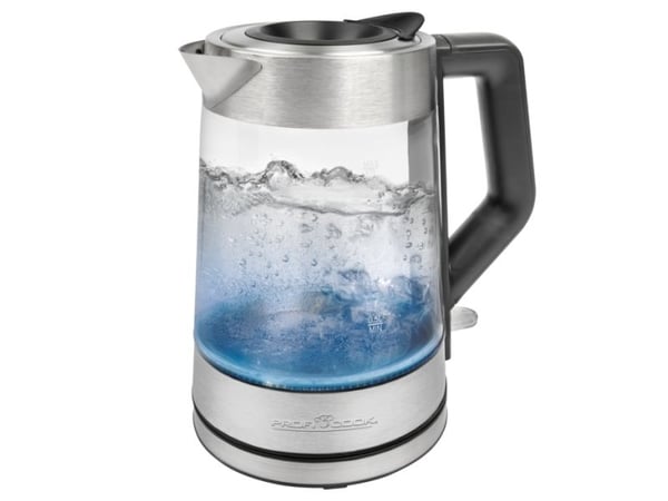 ProfiCook PC-WKS 1190 G, 1,7 L, 2200 W, Stål, Glass, Rustfritt stål, Justerbar termostat, Vannmåler