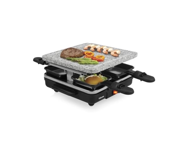 Tristar RA-2745 Raclette non-stick belegg, indikatorlys, 4 panner, med grillstein svart, grå (RA-2745)