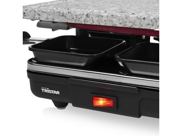 Tristar RA-2745 Raclette non-stick belegg, indikatorlys, 4 panner, med grillstein svart, grå (RA-2745)