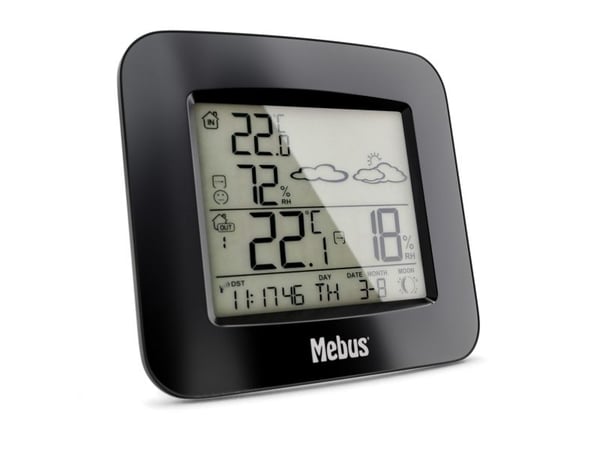 Mebus 40715 Funk-Wetterstation, Sort, Inne hygrometer, Inne Termometer, Utendørs Fuktighetsmåler, Utendørs Barometer, Hygrometer, Termometer, Hygro...