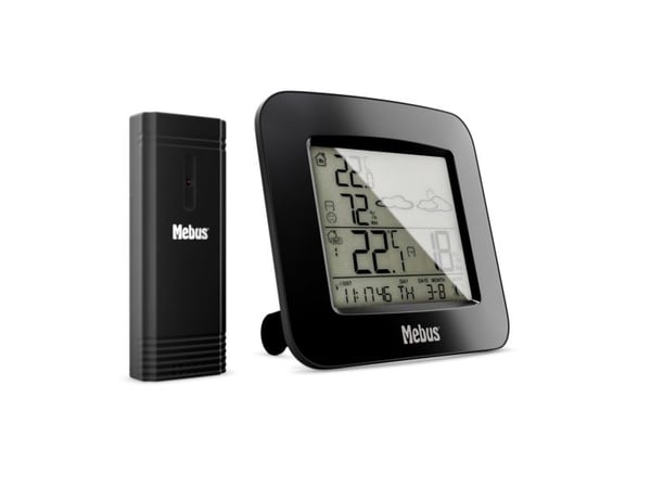 Mebus 40715 Funk-Wetterstation, Sort, Inne hygrometer, Inne Termometer, Utendørs Fuktighetsmåler, Utendørs Barometer, Hygrometer, Termometer, Hygro...