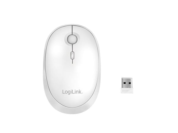 LogiLink ID0205, Ambidekstriøs, RF trådløs + Bluetooth, 1600 DPI, Hvit