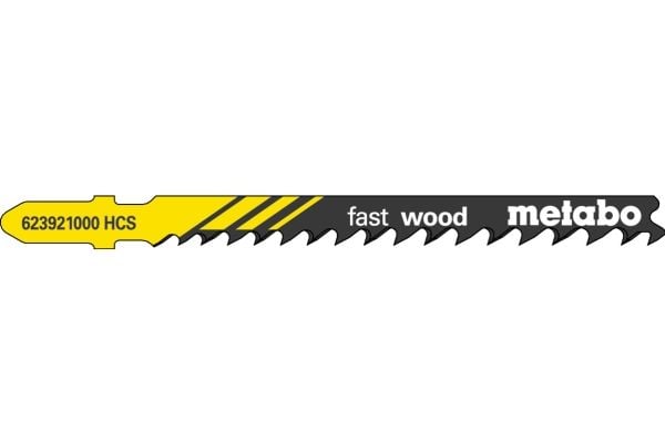 Metabo 623921000, Stikksagblad, Sponplate, Løvtre, Mykt tre, Trekjernen kryssfinér, High Carbon Steel (HCS), Sort, Gult, 7,4 cm, 4 mm