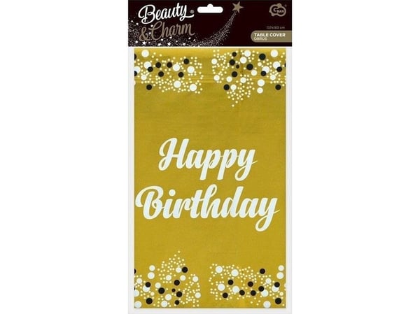 GoDan duk/foliedekke B&C Happy Birthday gull 137x183 cm