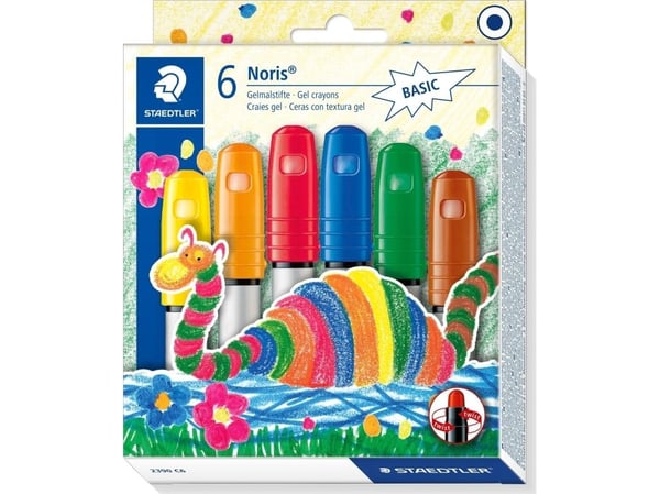 STAEDTLER Noris Club 2390 - Fargeblyant - gel wax - for glass - rød, blå, grønn, gul, oransje, brun (en pakke 6)