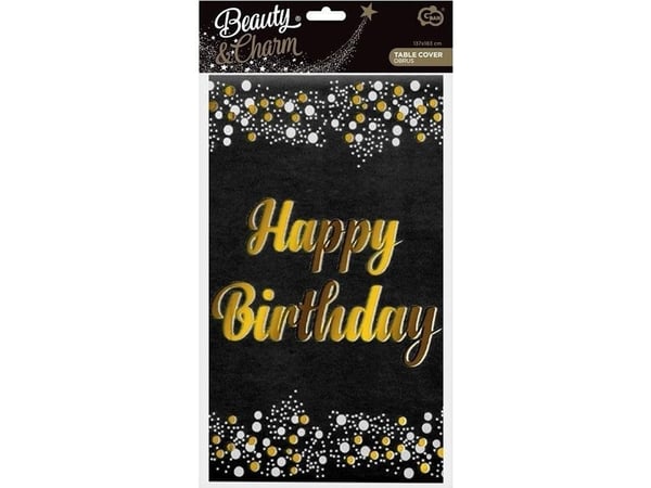 GoDan B&C Happy Birthday folieduk sort 137x183cm