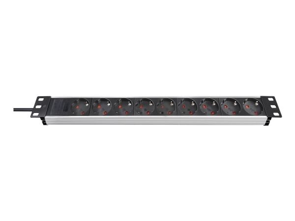 brennenstuhl Premium-Alu-Line - pistorasia (rack-versio) - lähtöliittimet: 9 - 1U - 19" - 2 m - musta, alumiini