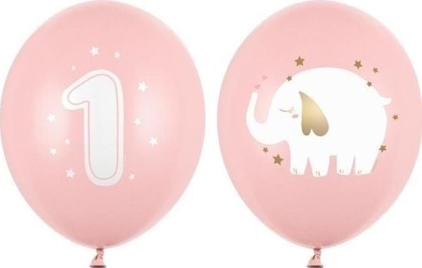 Lysrøde balloner 1 års fødselsdag, 50 stk
