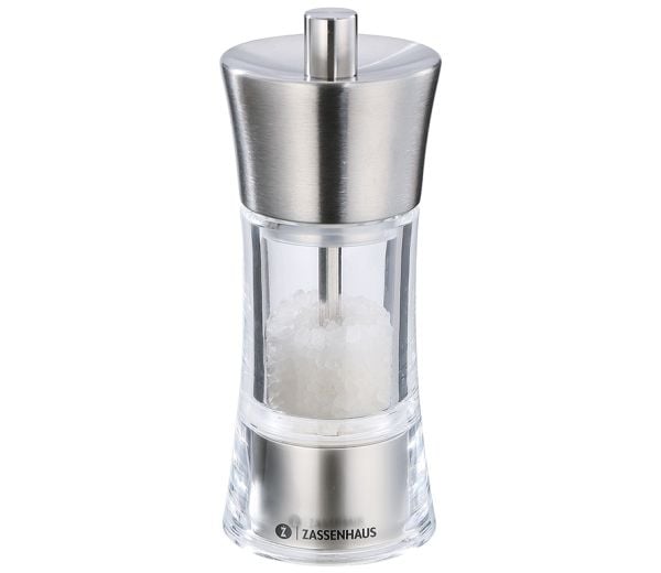 Zassenhaus 035292, Salt- och pepparkvarn, Rostfritt stål, Transparent, Akryl, Rostfritt stål, Peppar, Salt, 58 mm, 58 mm
