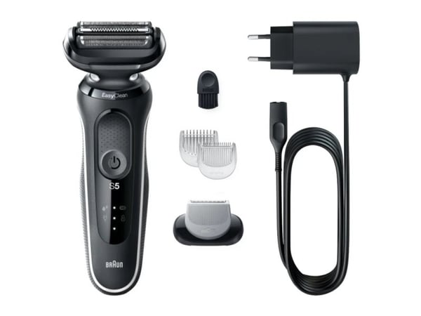 Braun Series 5 51-W1600s, Folierakapparat, Svart, Vit, Knappar, LED, Laddning, Energiljus, AC/Batteri