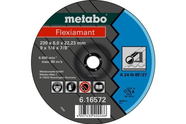 Metabo 616726000, Slipeskive, stål, 13300 o/min, blå, grå, rund, 2,22 cm