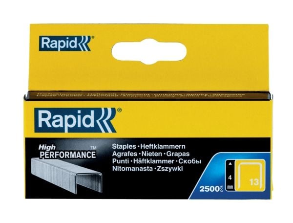 Rapid Nr. 13 Fintrådsklammer 4 mm, Häftklammersats, 4 mm, 2500 klammer, Fixering, Märkning, Galvaniserad metall, Silver