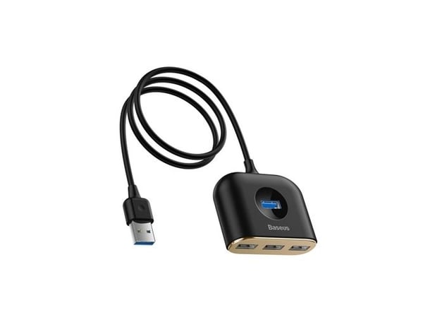 Baseus Square round 4-in-1, USB 3.2 Gen 1 (3.1 Gen 1) Type-C, USB 2.0, USB 3.2 Gen 1 (3.1 Gen 1) Type-A, 480 Mbit/s, Sort, 1 m, USB