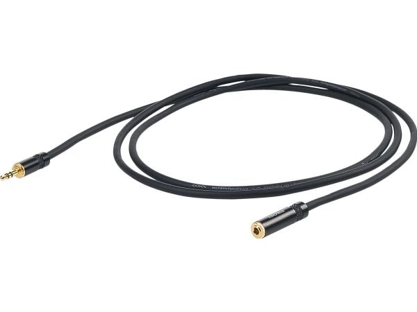 PROEL 3,5 mm stereo hona till 3,5 mm stereo hane hörlursförlängning, 5 m, svart