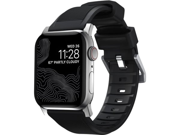 Nomad Rugged Strap Black Connector Silver 42/44/45/49 mm