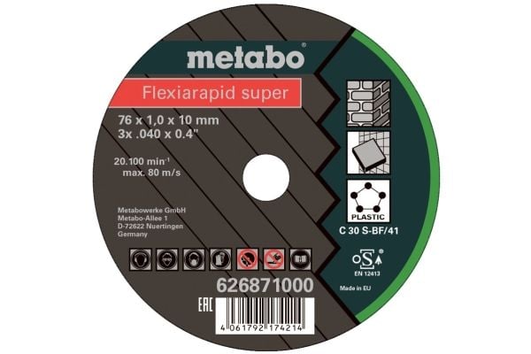 Metabo 626871000, Klippskiva, Platt i mitten, Universal, Metabo, 1 cm, 7,6 cm