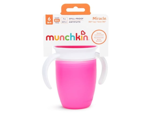 Munchkin Miracle 360°, Helletutløs kopp, 6 måned(er), Rosa, Plast, Gutt/Jente, 207 ml