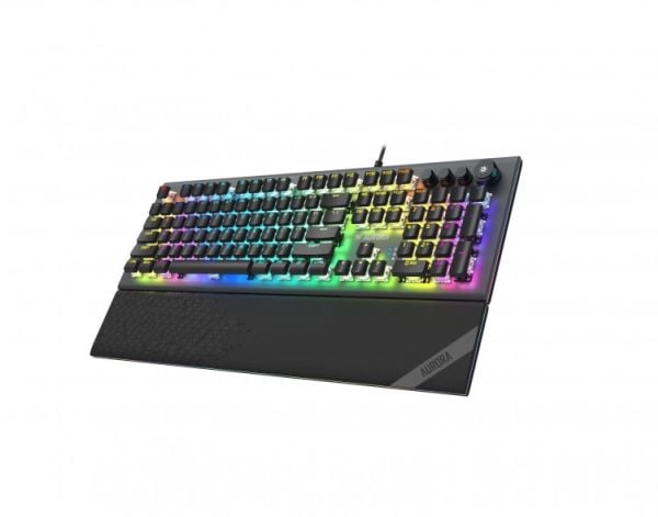 iBOX Aurora K-5 - Tastatur - bakgrunnsbelyst - USB - QWERTY - tastsvitsj: KRGD Red - svart, sølv
