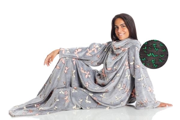 KANGURU Deluxe Glow Butterfly Plaid ja peitto 140 x 180 cm