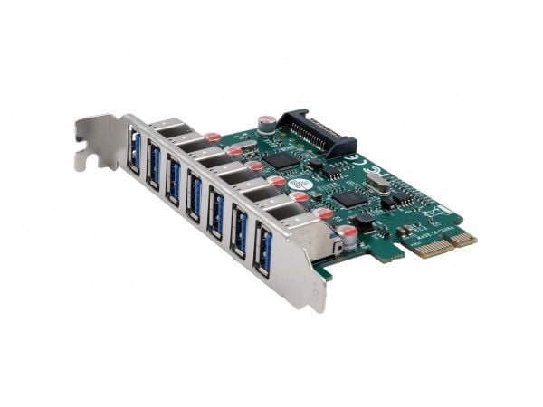 EXSYS EX-11088-2, PCIe, USB 3.2 Gen 1 (3.1 Gen 1), Honkoppling, Fullhöjd/fullängd, SATA 7-pin, Grön, Silver