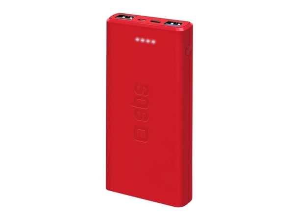 SBS hurtigtopladende powerbank. 10,000 mAh. Rød SBS hurtigtopladende powerbank. 10,000 mAh. Rød
