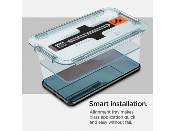 Spigen Glas.tR EZ Fit, Samsung, Galaxy S22, Reptålig, Transparent, 2 styck
