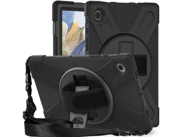 eSTUFF CHICAGO - Baksidedeksel for nettbrett - with screen protector - polykarbonat, silikon - svart - 10.5" - for Samsung Galaxy Tab A8