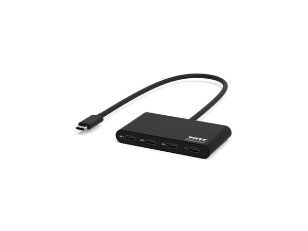 PORT Connect - Hubb - 3 x USB-C + 1 x USB-C (strömleverans) - skrivbordsmodell