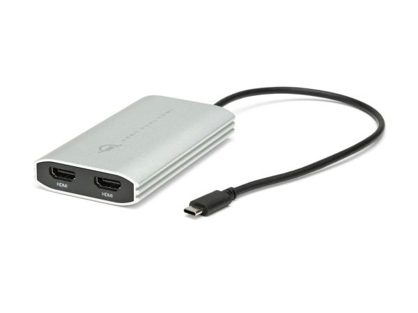 OWC - Videoadapteri - 24 pin USB-C han til HDMI, USB-C (kun strøm) hun - sort, sølv - 4K-tuki
