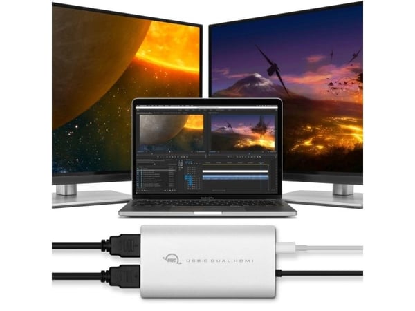 OWC - Videoadapteri - 24 pin USB-C han til HDMI, USB-C (kun strøm) hun - sort, sølv - 4K-tuki